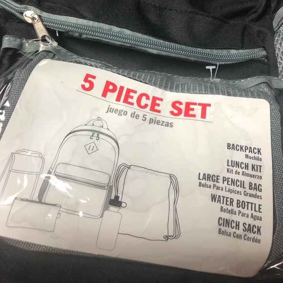 NEW Huge 5 Piece Backpack Book bag Set Black - Picture 4 of 4